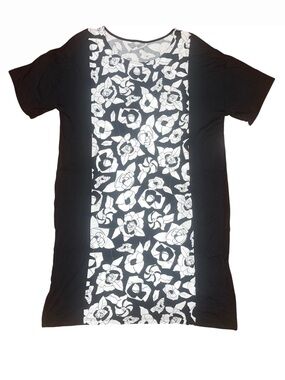 DKNY Black White Floral Short Sleeve Sleepshirt Pajamas Nightgown NWT Small